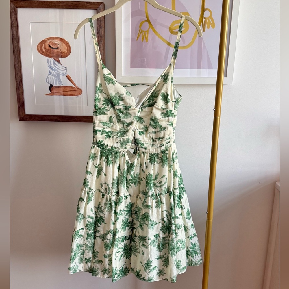 Sandro Green Floral Mini Dress US 6 (Sandro size 40)